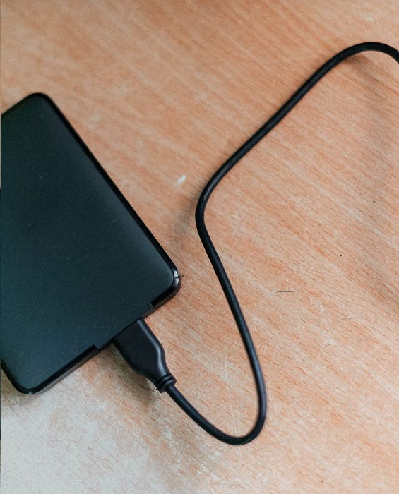 External hard drive on a table