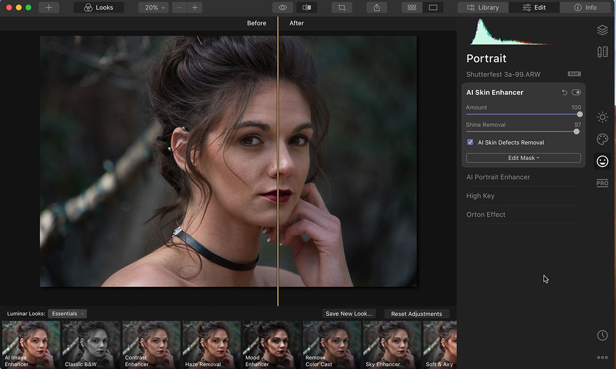 Luminar 4 screenshot of face AI tools