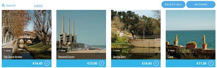 A screenshot of how Picfair displays image prices