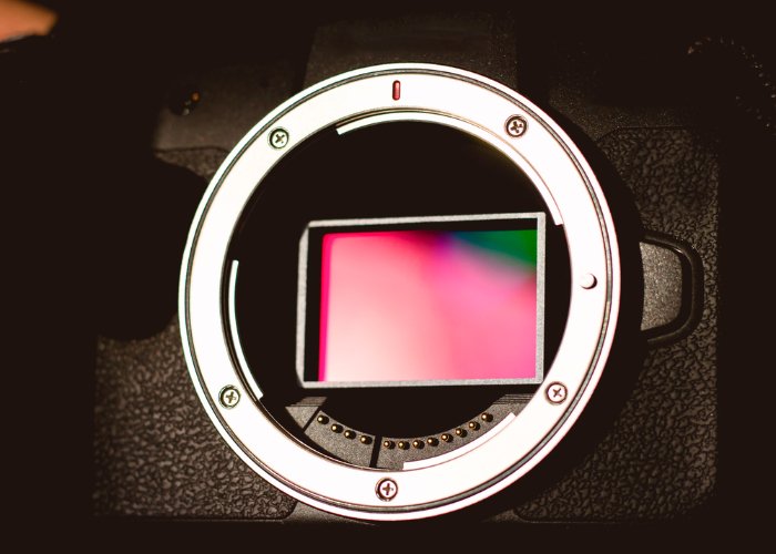 an up-close shot of a camera sensor 