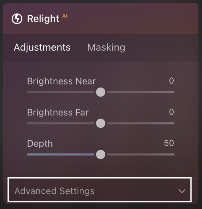 Luminar Neo relight panel screenshot