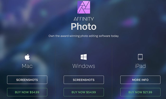 Affinity Photo product price page