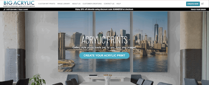 big acrylic homepage