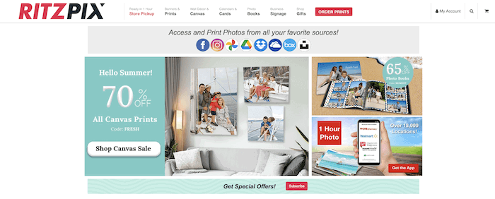 RitzPix在线照片打印服务网站截图
