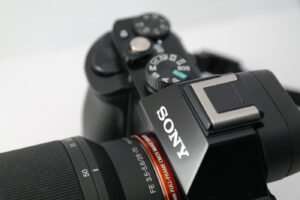 Sony mirrorless camera with lens