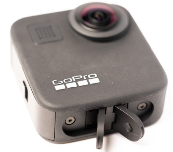 GoPro Max with the finger mount extended