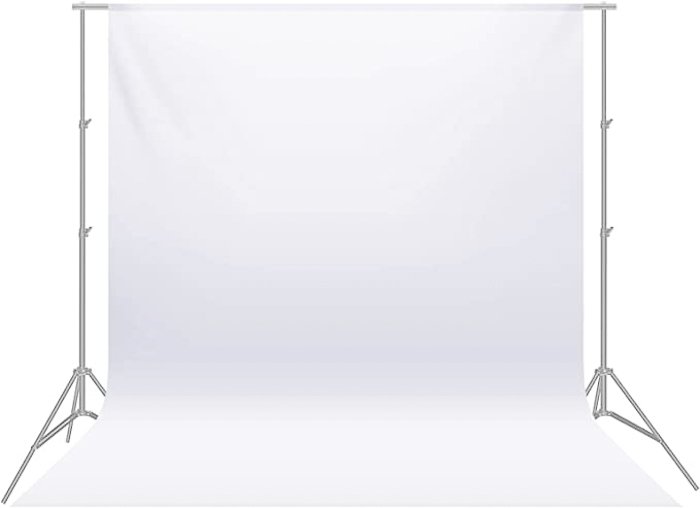 A muslin white backdrop with stand