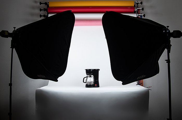 white shooting table with white backdrop