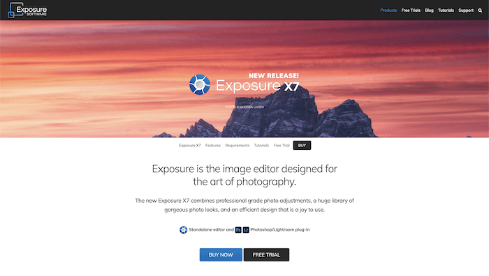 Exposure X7 homepage