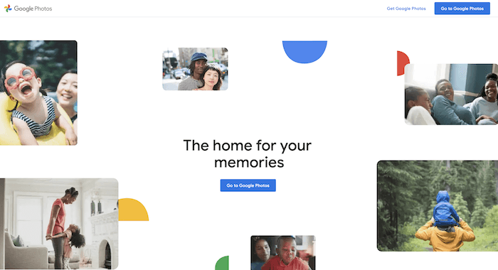 A screenshot of google photos homepage