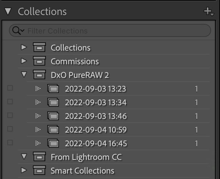 Screenshot Lightroom Classic DxO collections