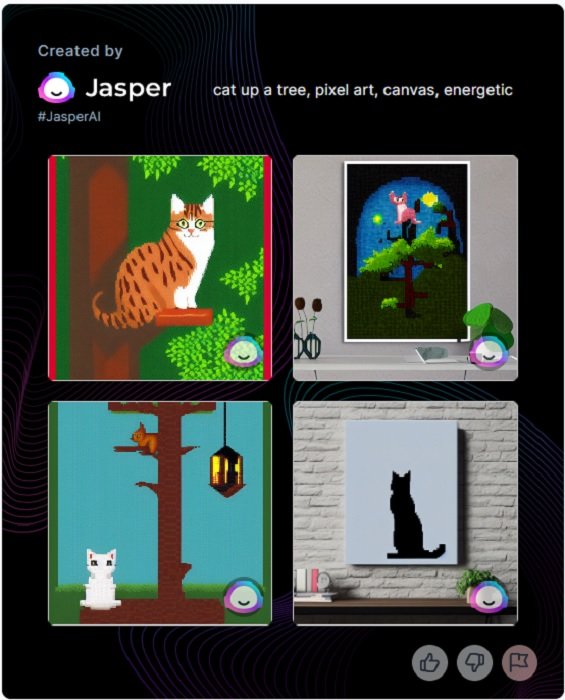 Four pixel art cats from Jasper Art