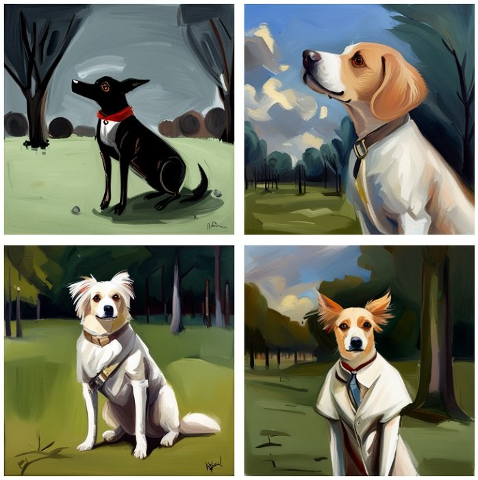 Paintings of dogs generated by Jasper Art
