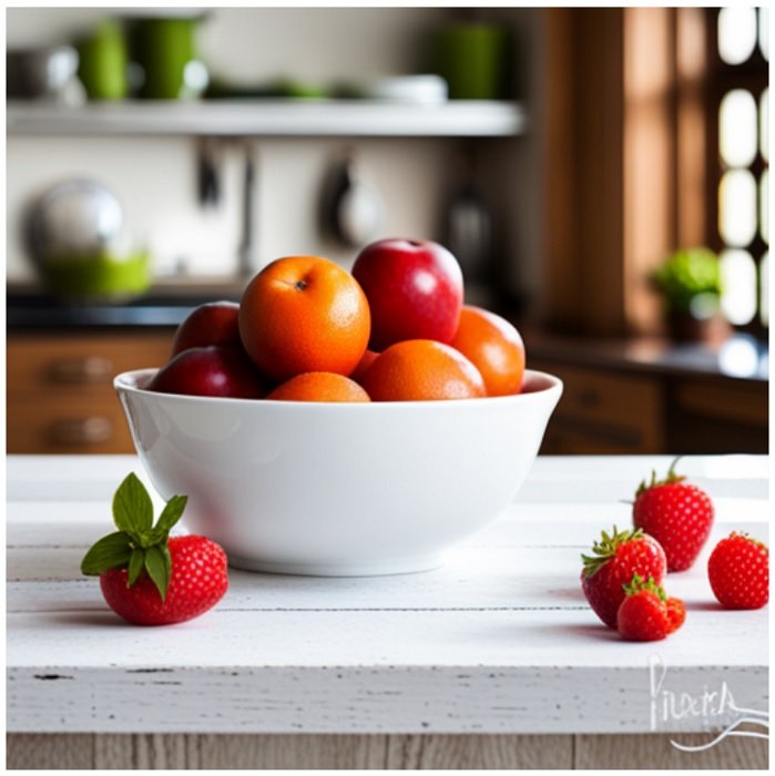Photo-realistic image of a fruit bowl generated by Jasper Art
