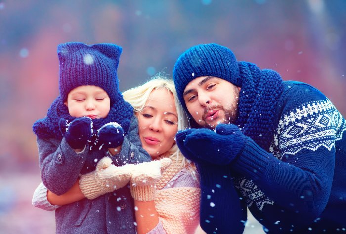 Photo of family in winter with matching family outfits