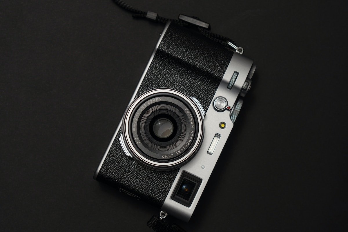 Fujifilm X100V retro camera.