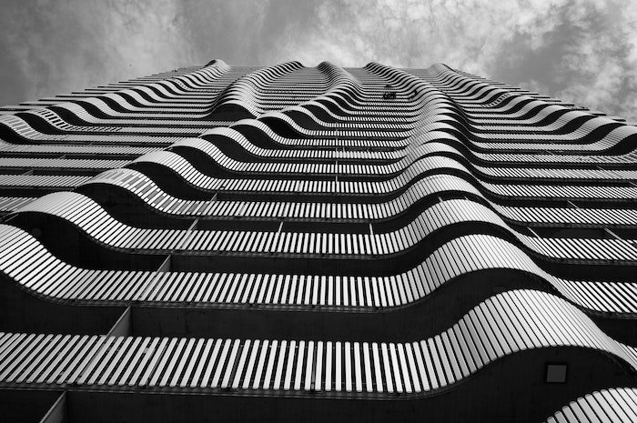 Black-and-white building taken with a high resolution camera