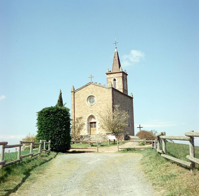 Small church at the top of a hill