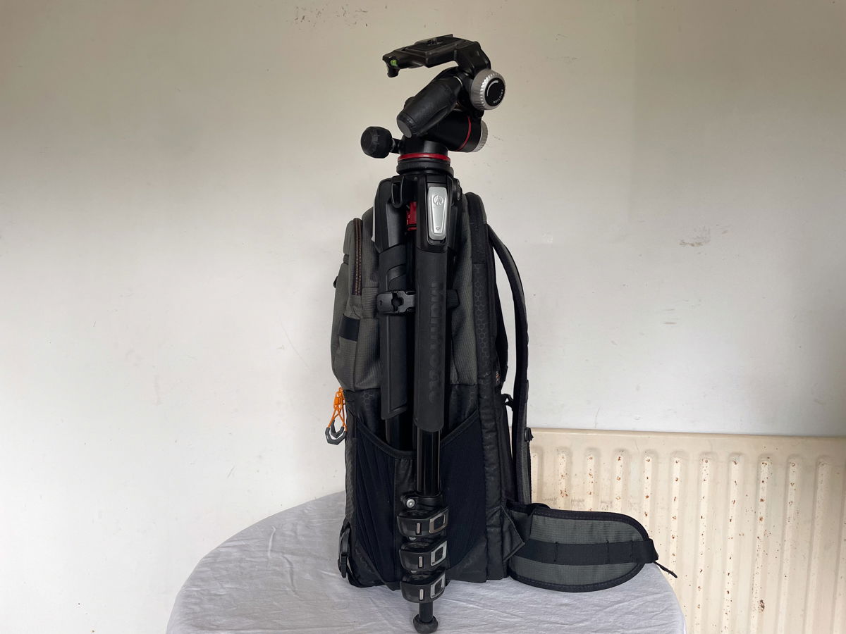 Lowepro FastPack tripod from side