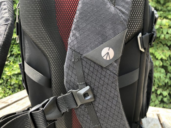 Chest strap attachment points on the Manfrotto PRO Light Multiloader camera backpack