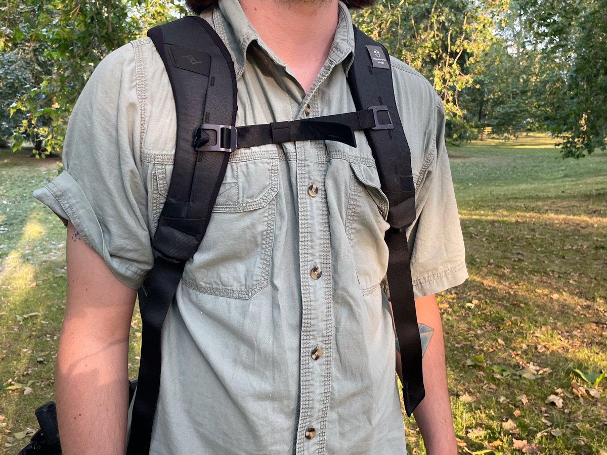 Everyday Backpack chest straps in use