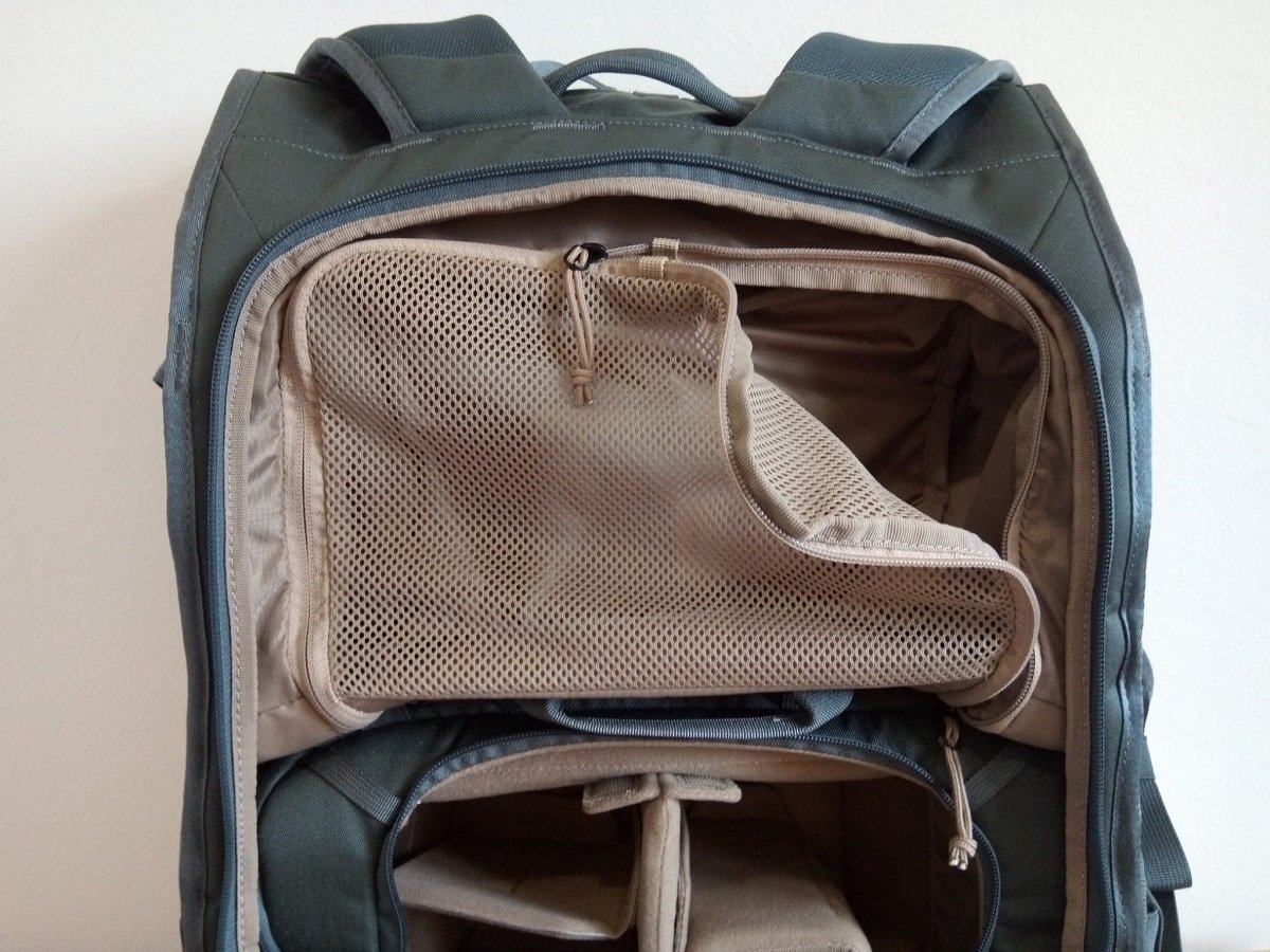 Open interior of backpack