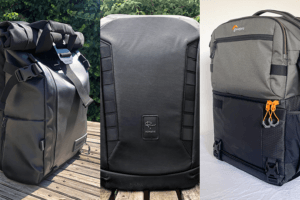Triptych of top bags for best lightweight camera bag