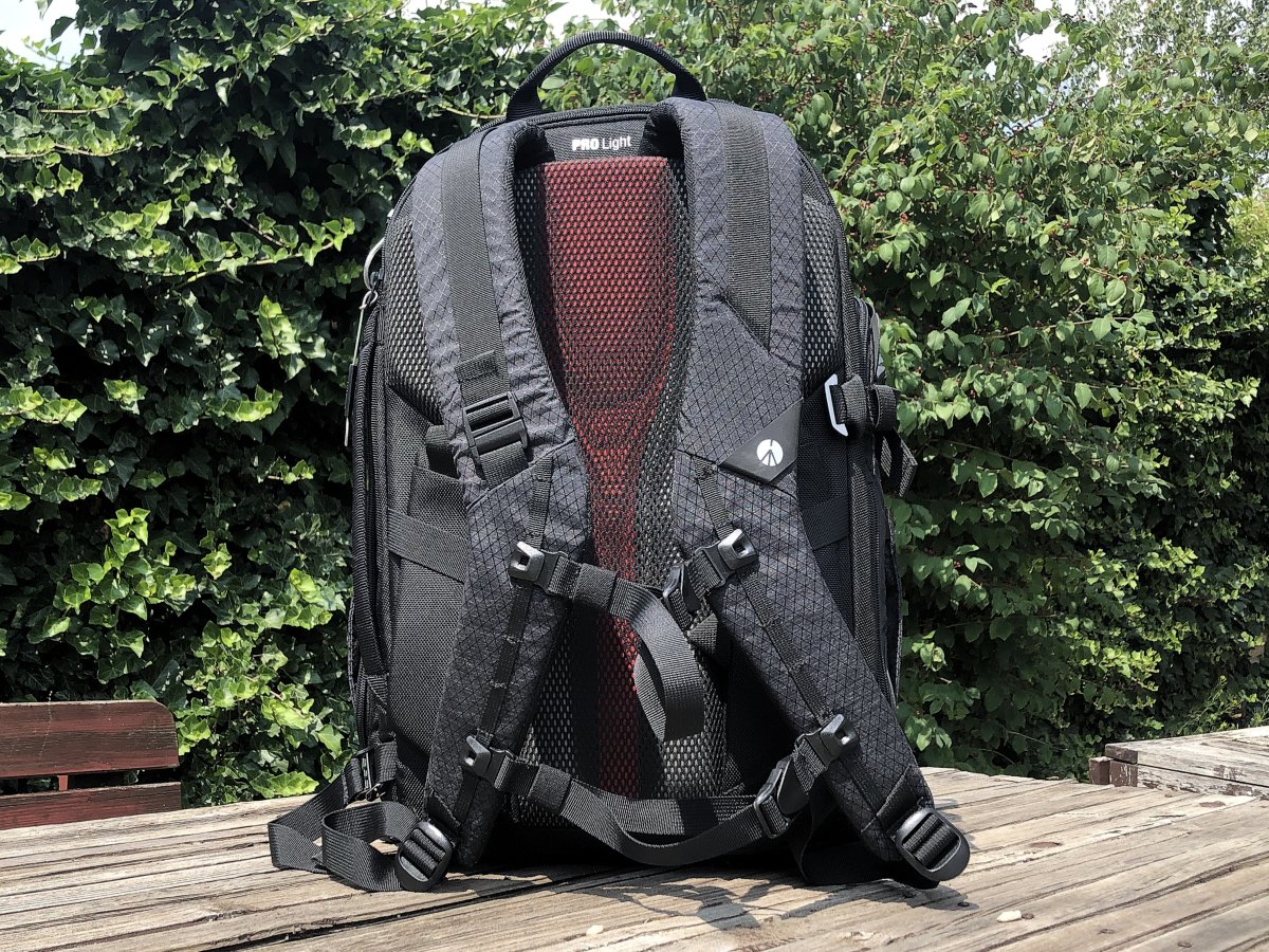 Rear view of the Manfrotto PRO Light Multiloader camera backpack