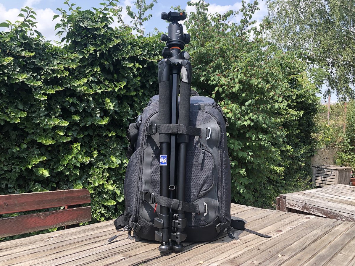 Picture of the Manfrotto PRO Light Multiloader camera backpack with three tripods