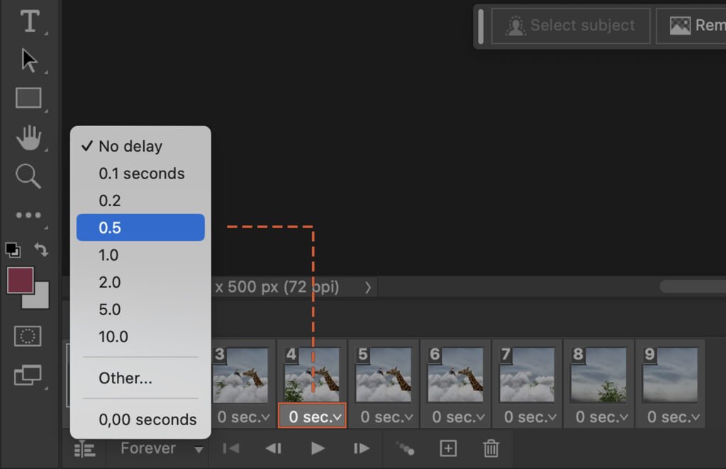 Adjusting frame duration in Photoshop to make a GIF