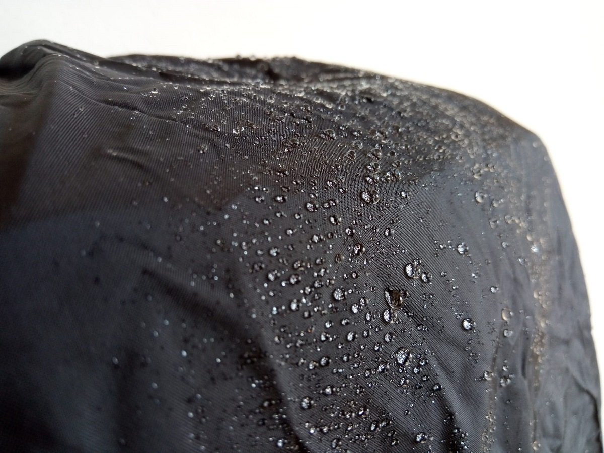 Rain cover with water droplets