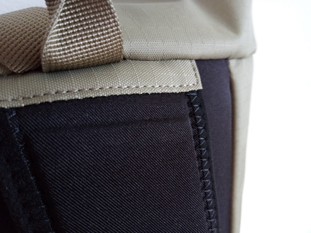 Close up of stitching on straps