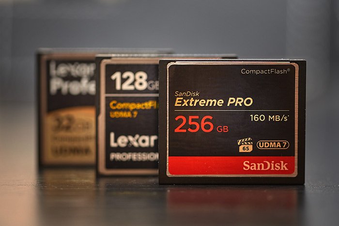Three types of CF memory card for camera