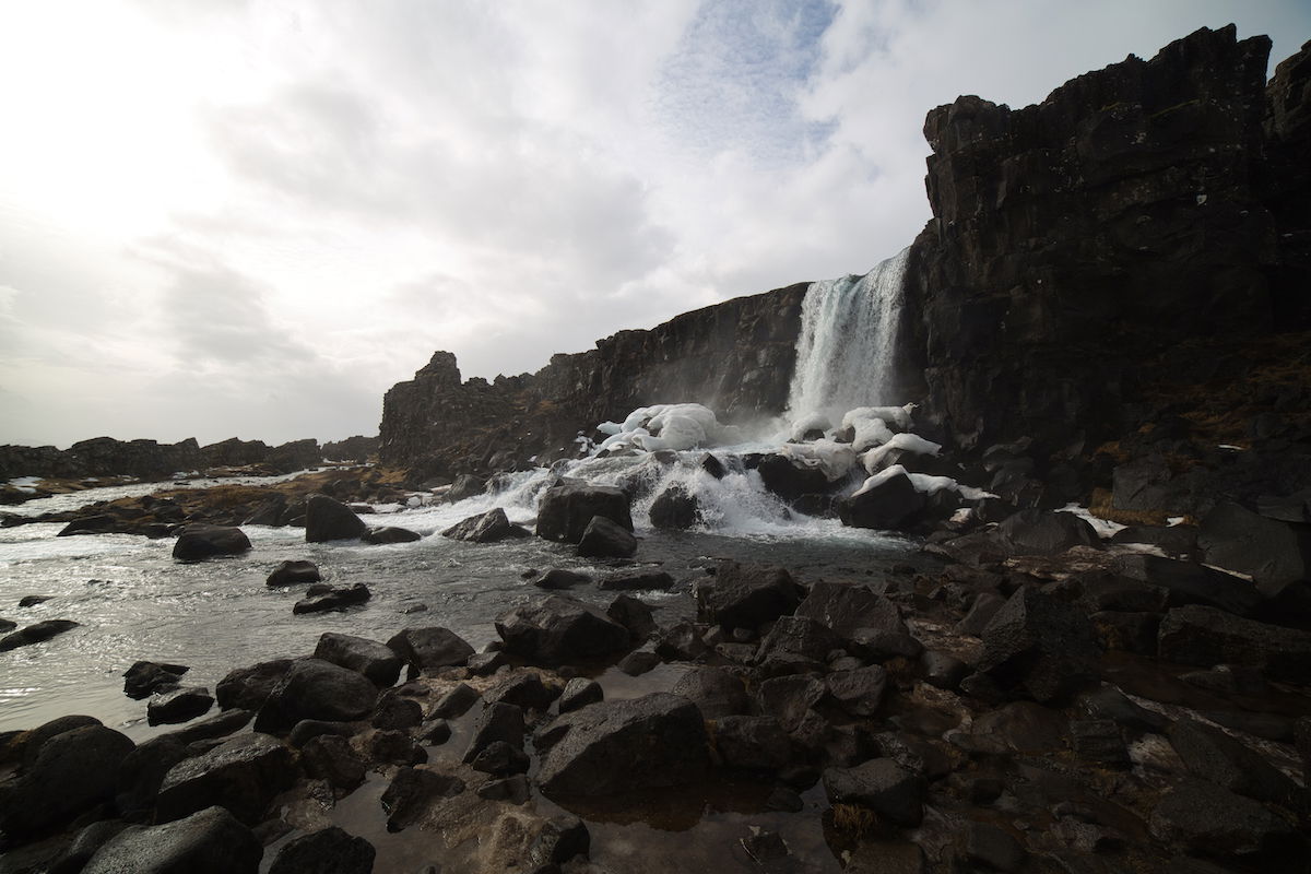 RAW file of waterfall landscape