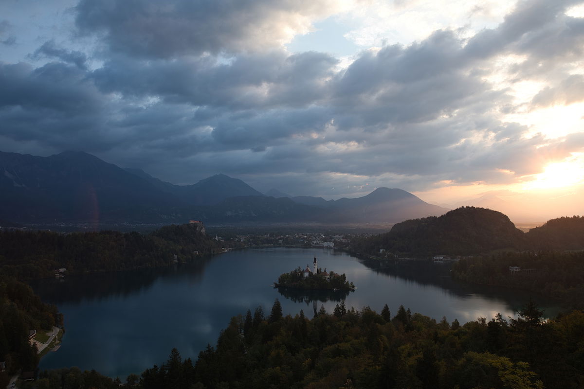 RAW image of mountain and lake landscape