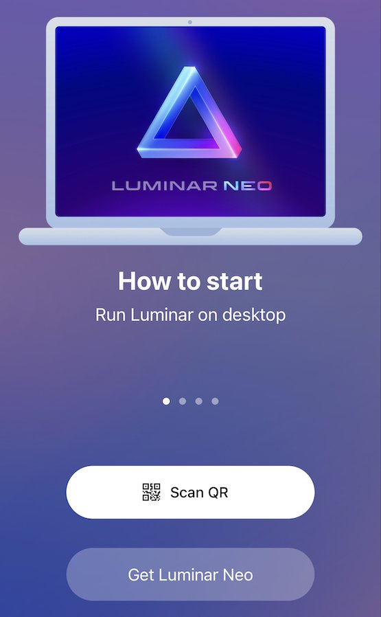 Luminar Neo Share app interface to begin using it