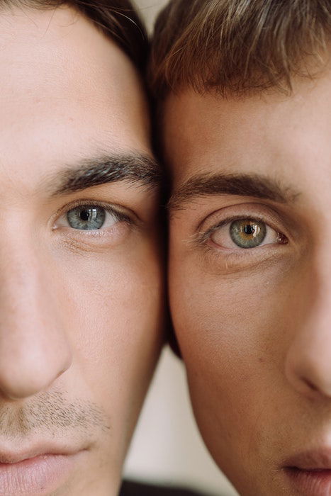 Couple holds their heads together