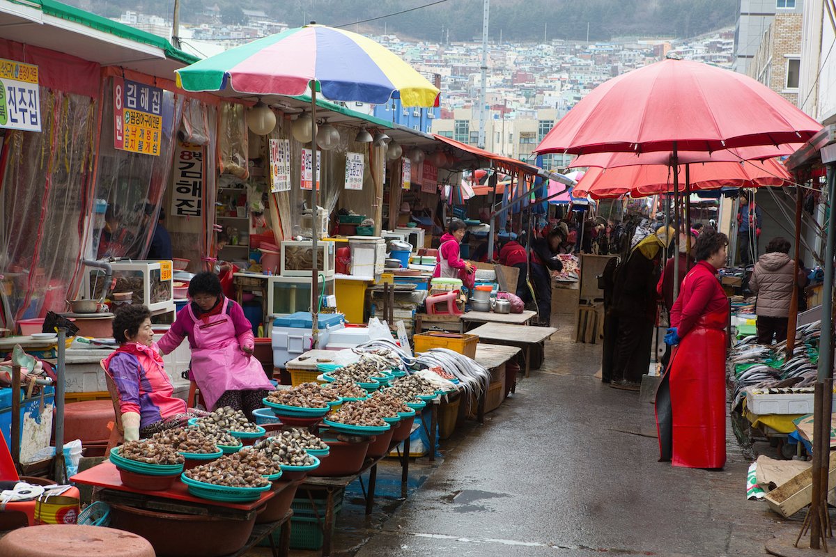 Image of a Korean street market with people removed