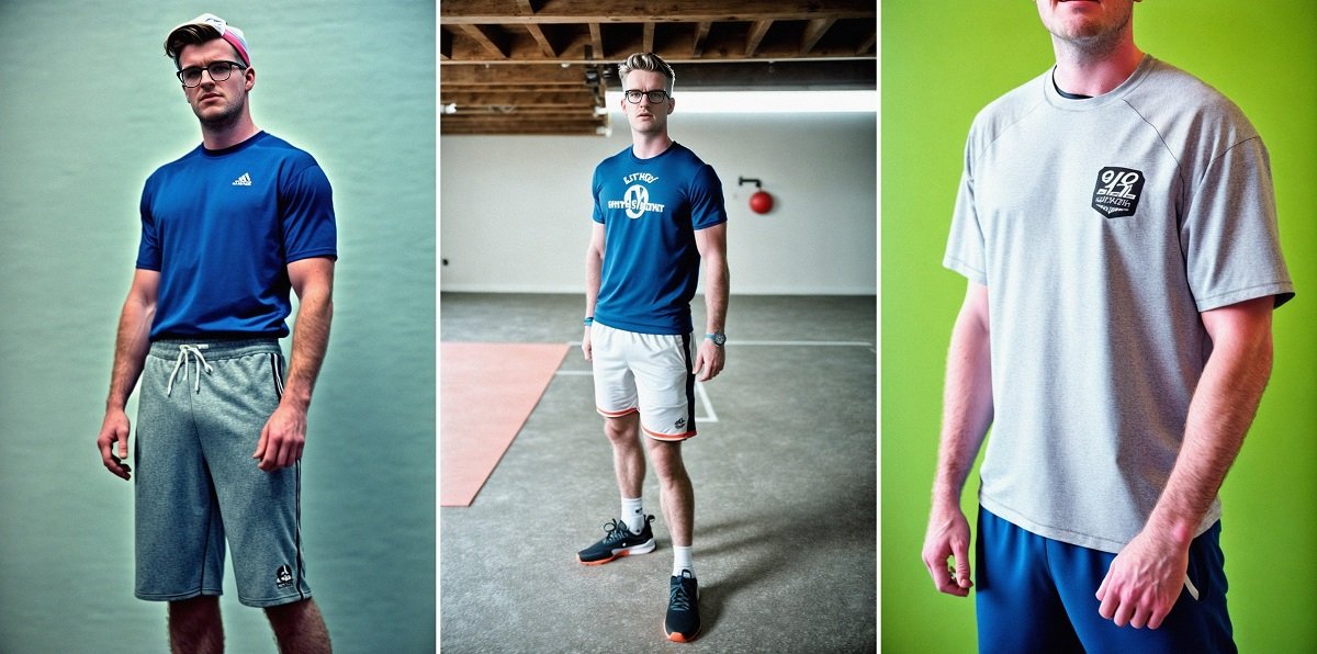 Three gym-themed images of Josh created on PhotoAI