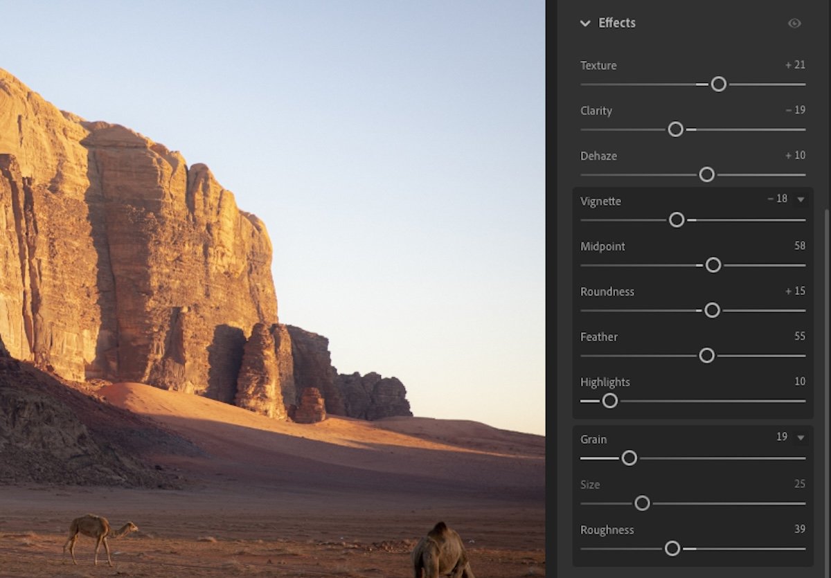 A screenshot showing the Lightroom Effects panel in the CC version