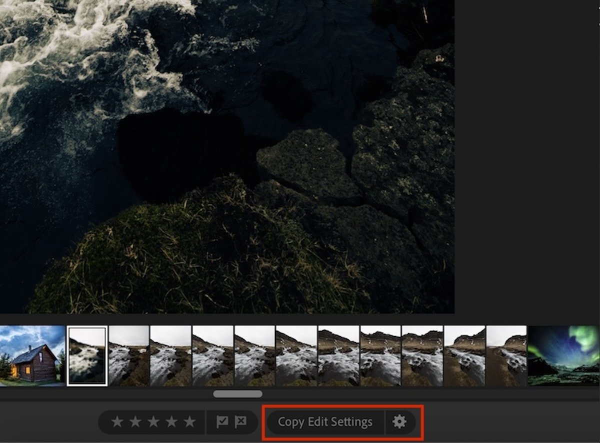 screenshot of lightroom cc cropped to highlight copy edit settings