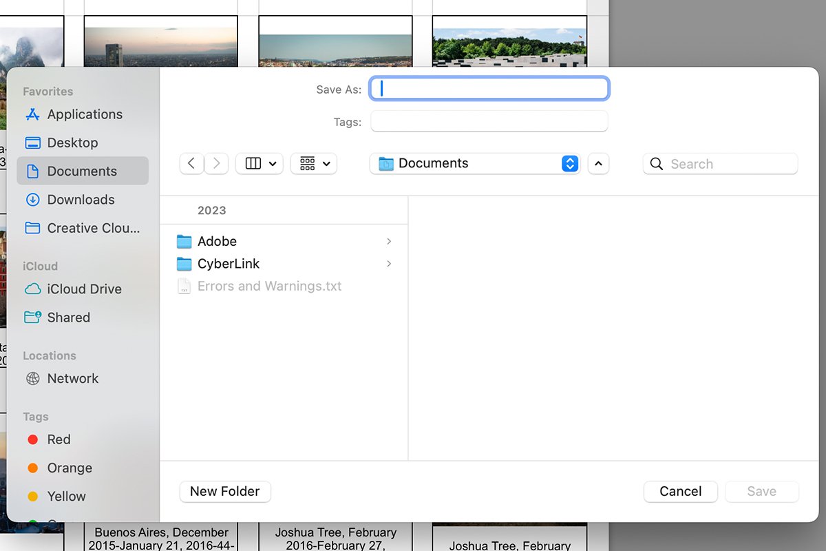 screenshot of the save box in lightroom