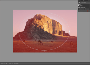 Screenshot of landscape image with gradient Lightroom filter applied