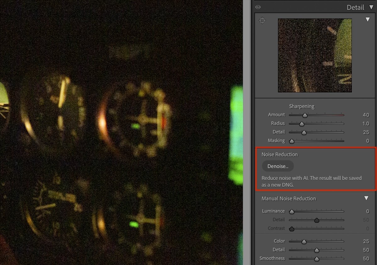 screenshot of lightroom classic Detail section
