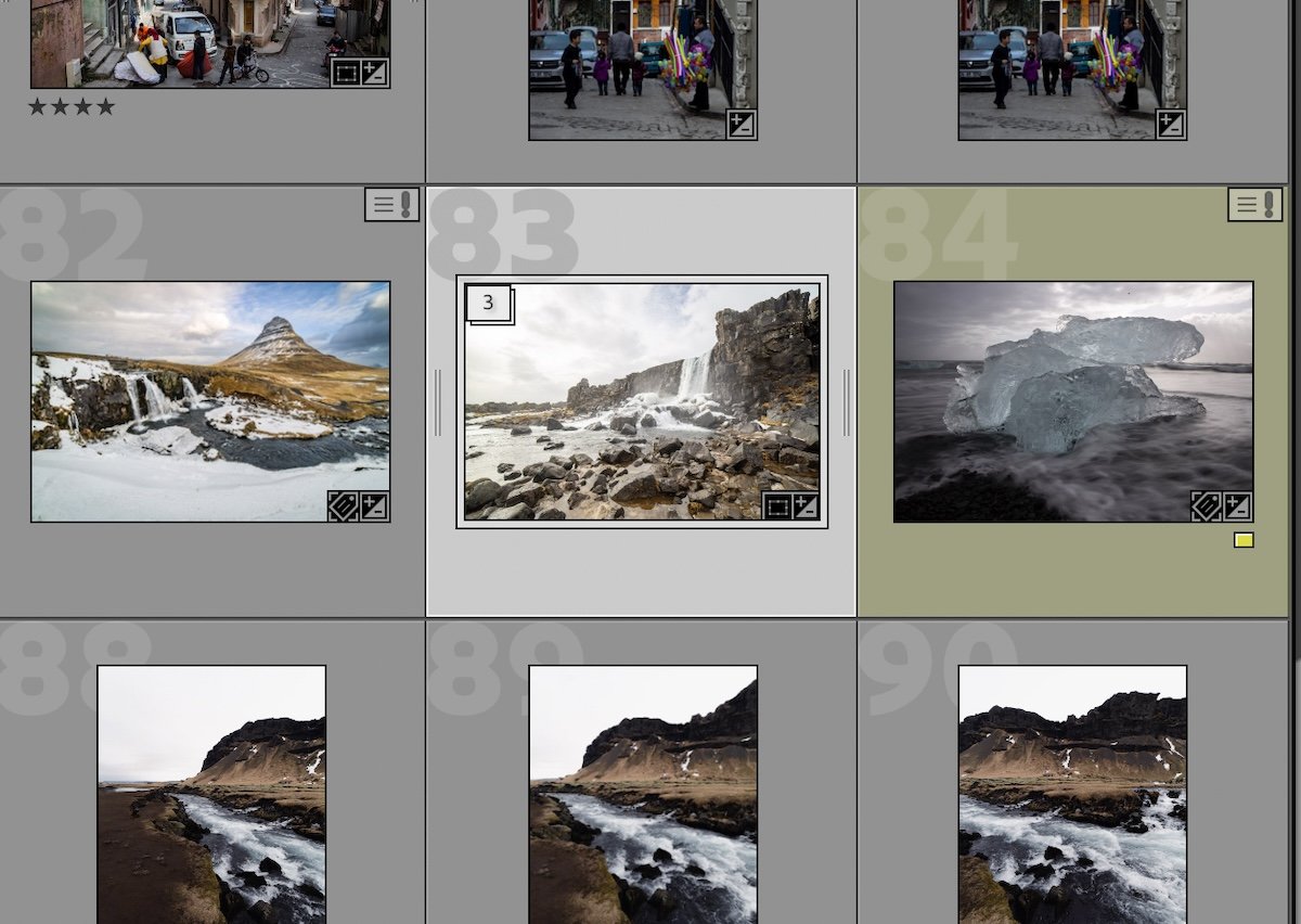 screenshot of Lightoom showing images in a stack