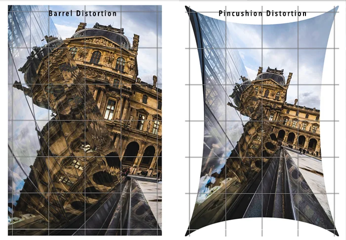 examples of two different types of distortion you can correct in lightroom