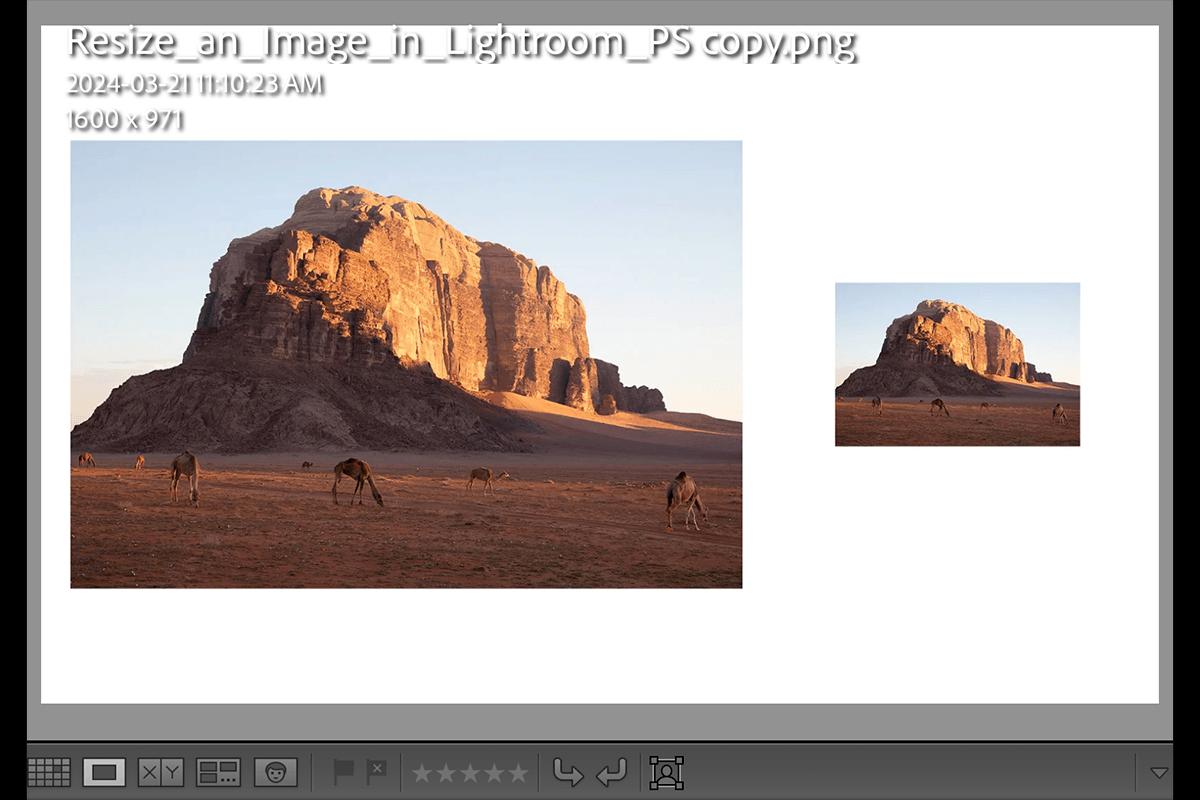 resize an image in lightroom