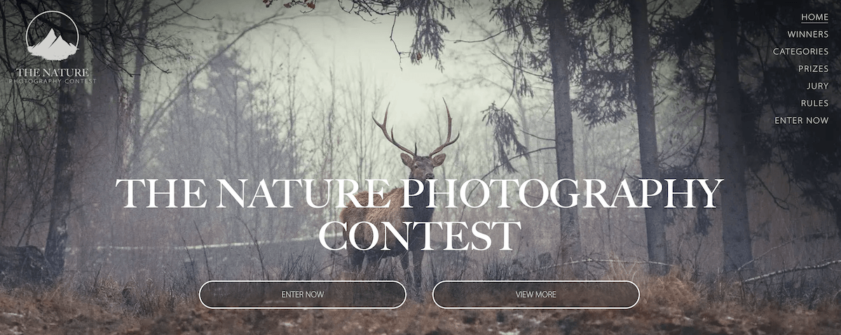screenshot of nature photography competition website
