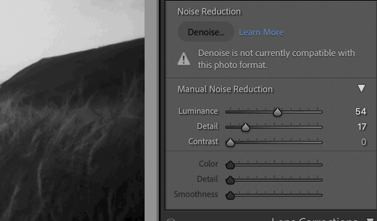 manual noise reduction in Lightroom
