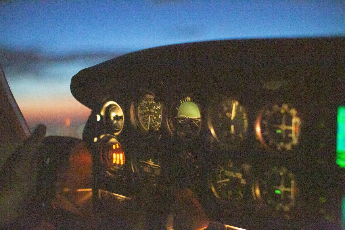 Photograph of a cockpit of a plane with noise